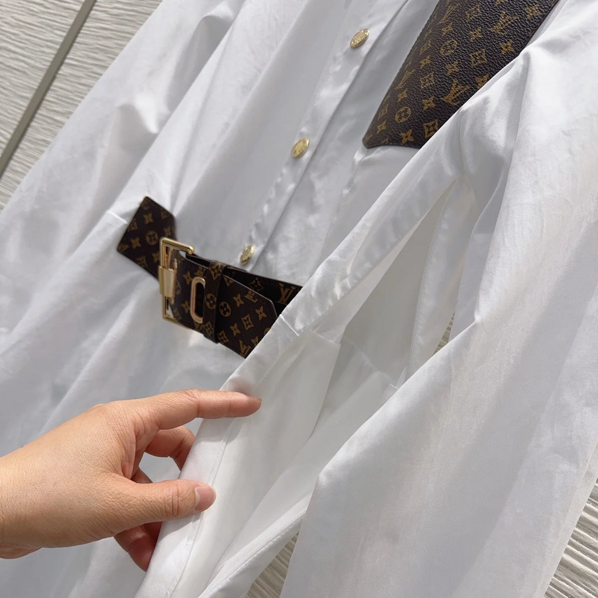 Spring new arrival lapel collar belted shirt dress 1426020208