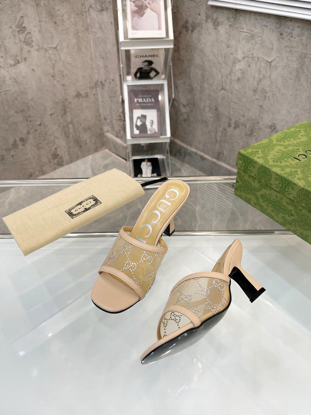 Gucc1 top fashion stiletto slippers 0724030802