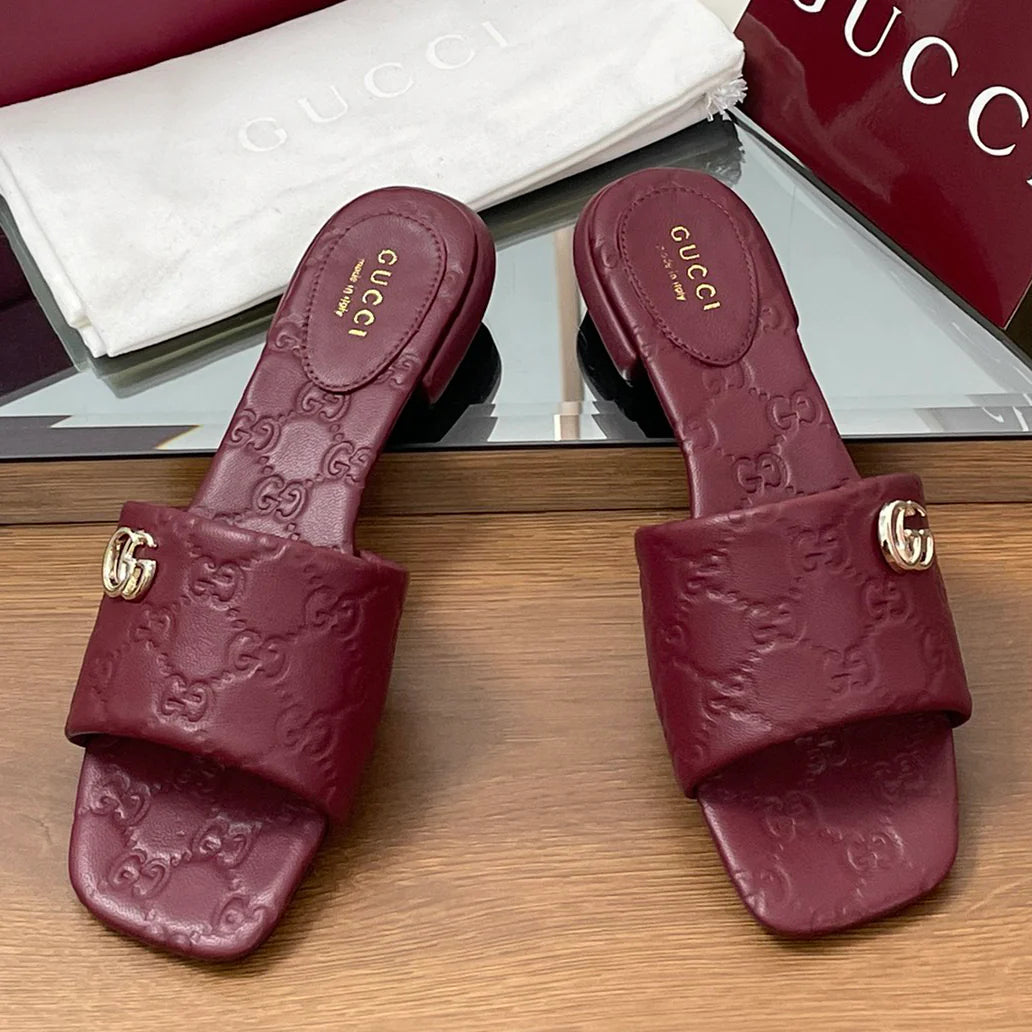 Embossed Buckle Sandals Slippers 1025032808