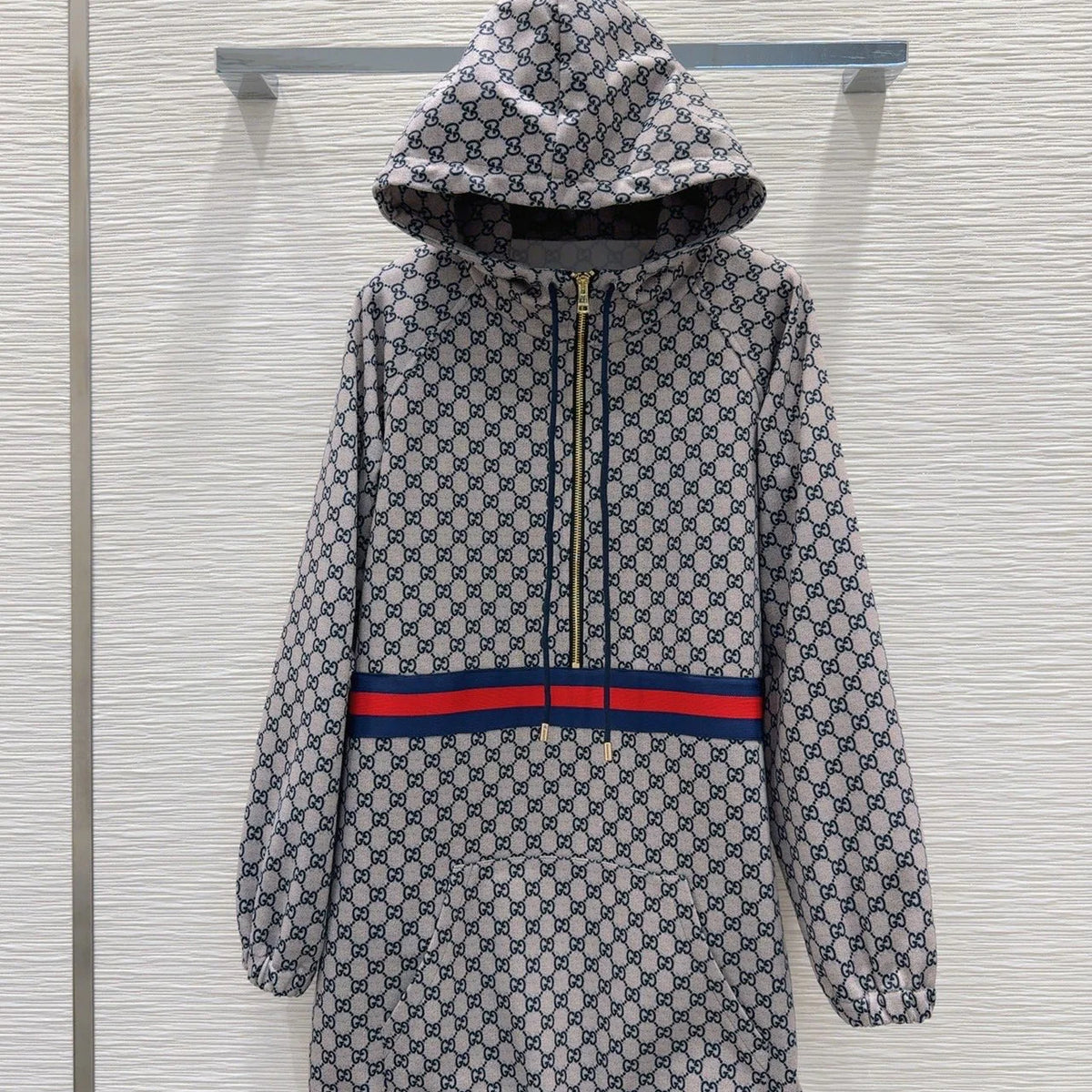 Printed hooded zip-up dress 1426010611