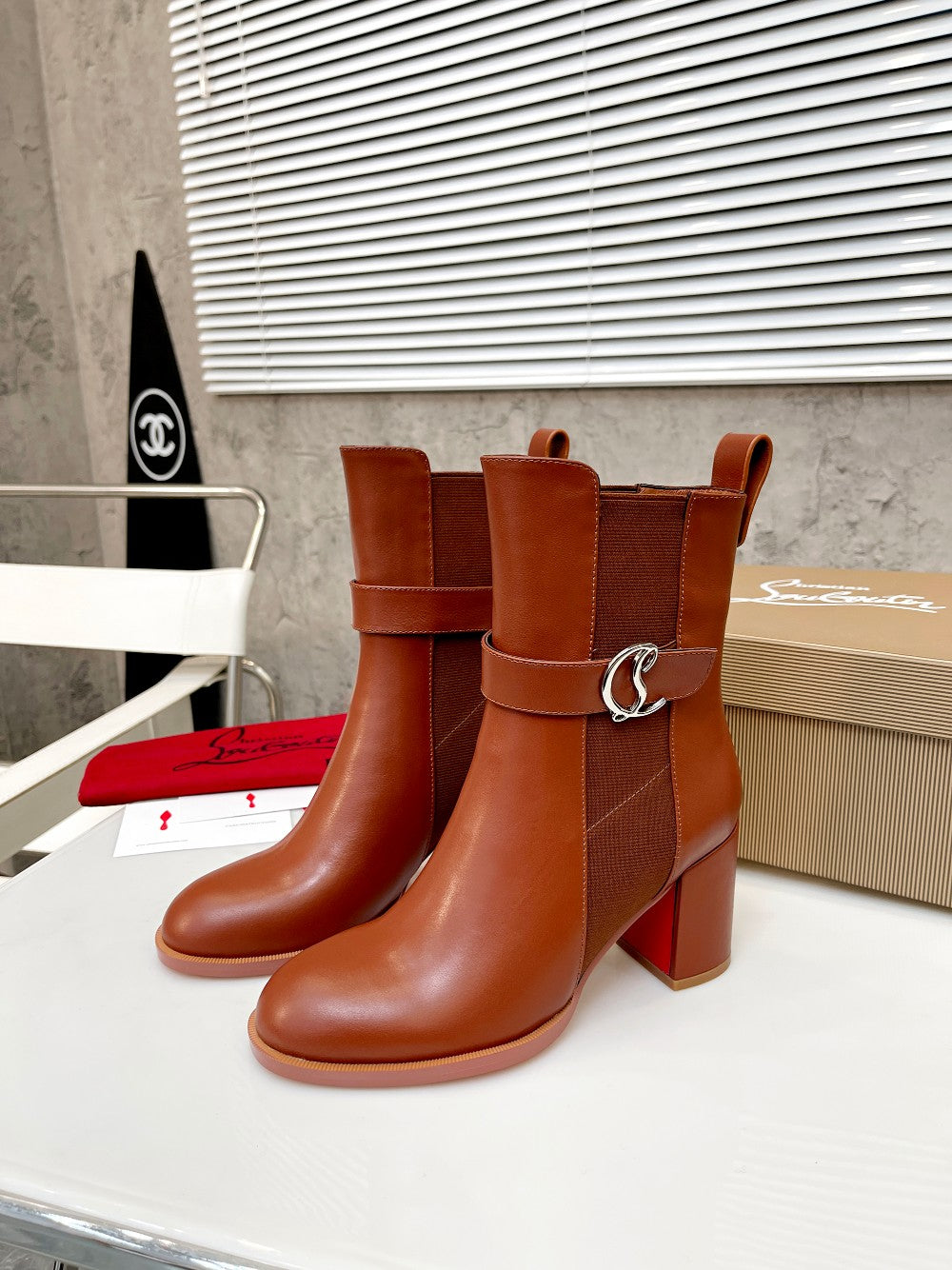 CL fashion red bottom thick heel thick sole boots 0724110503