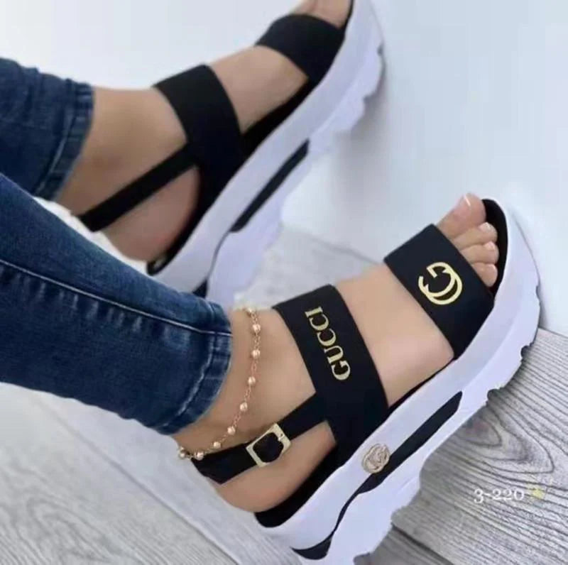 New Round Toe Fish Toe Platform Wedge Sandals 1024041829