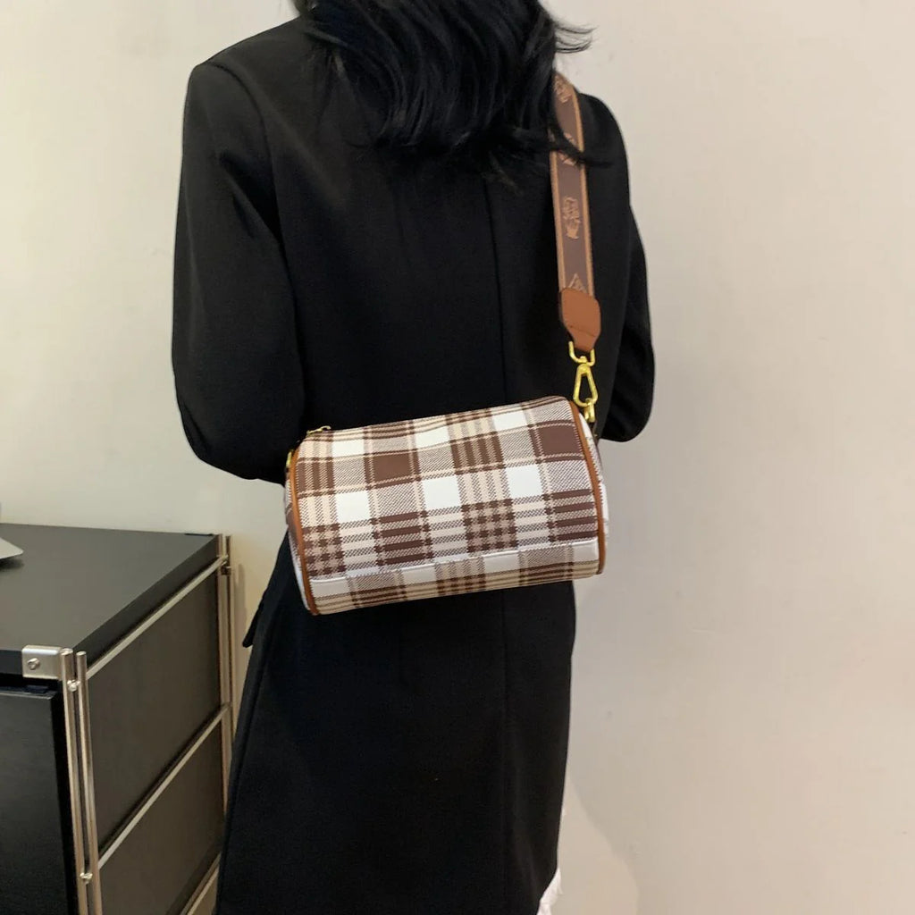 Shoulder Crossbody Pillow Bag Large Capacity Retro Check All-Match Bag 1024042713