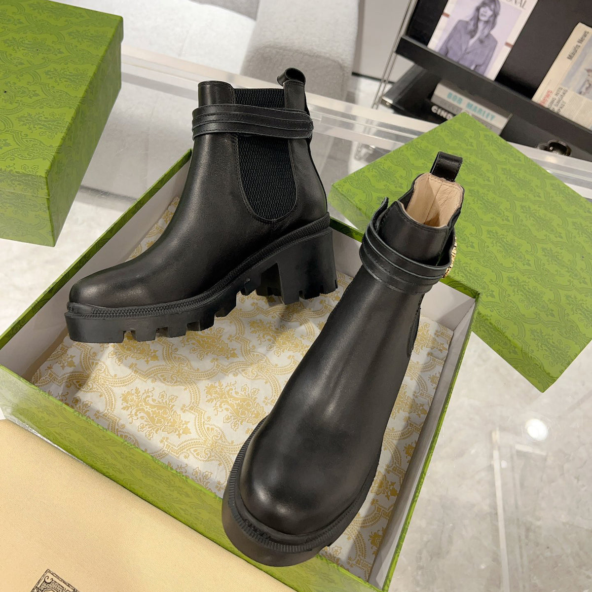 G fashion black leather boots XC0723110310