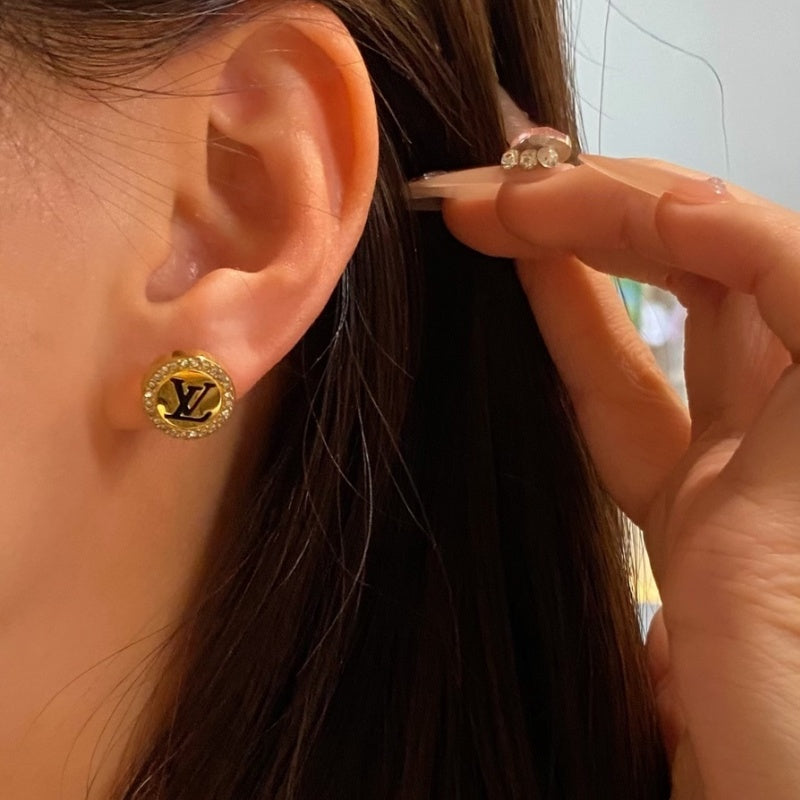 Luxury Round Rhinestone Stud Earrings XZ1326092805