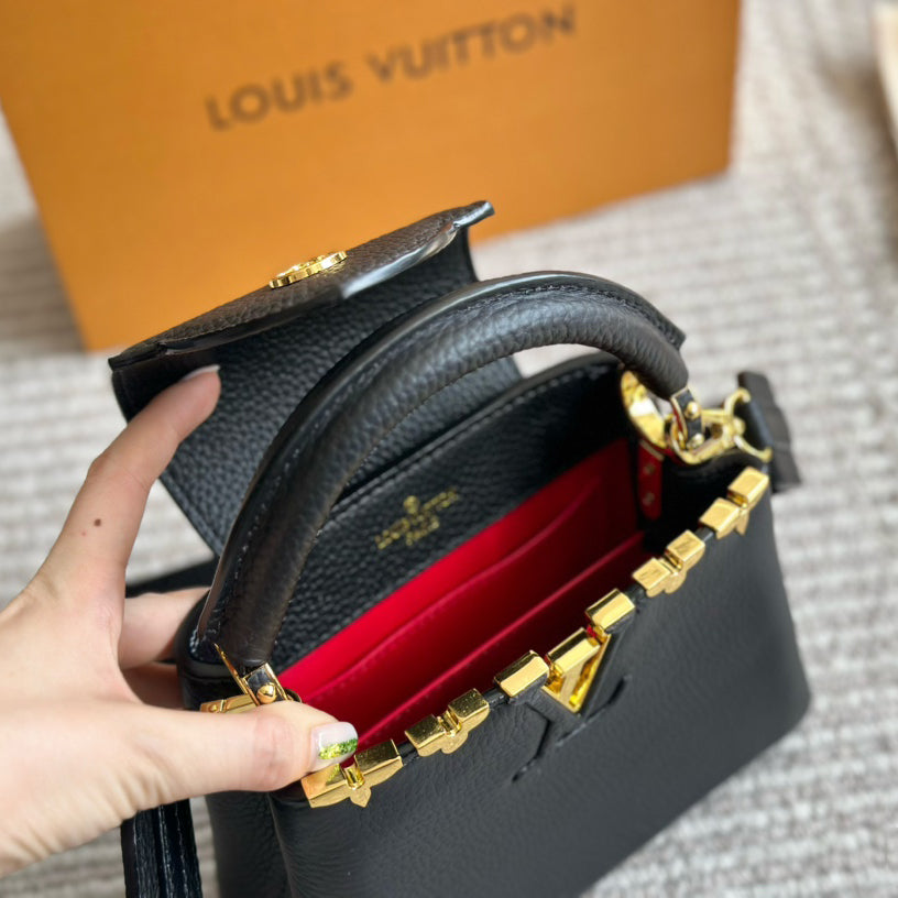 Mini Capucines Metallic Flower Trim Handbag 1824042605