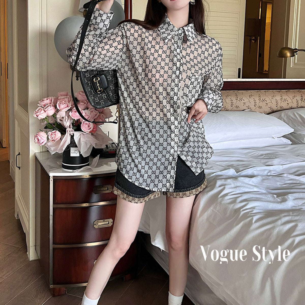 Ladies LOGO letter shirt-02