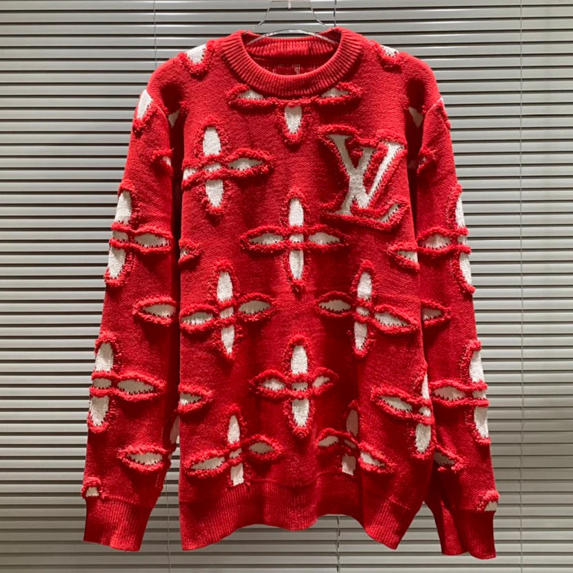 Classic vintage plush three-dimensional round neck sweater 1024110719