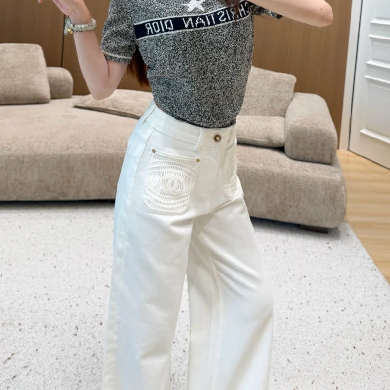 New Fashion Women CC White Flare Jeans DM1326091811