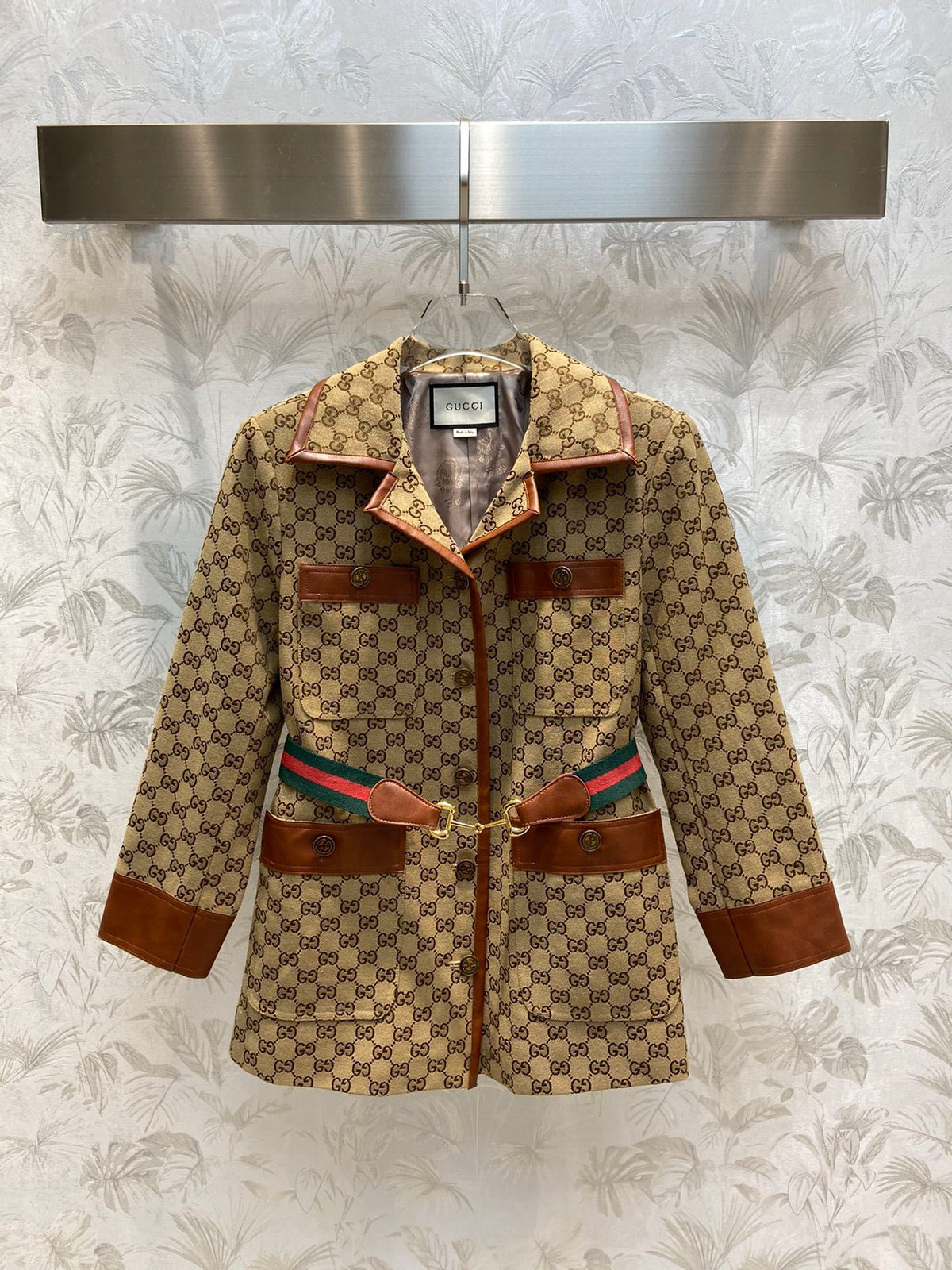 Double G Presbyopic Jacquard Lapel Mid-length Jacket XC0724012501