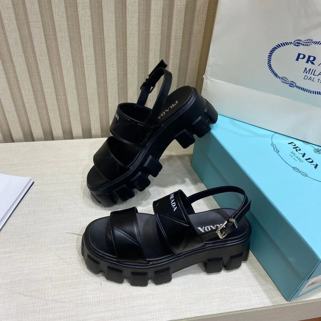 New Leather Platform Height-increasing Roman Shoes Round Toe Casual Sandals 1024030822