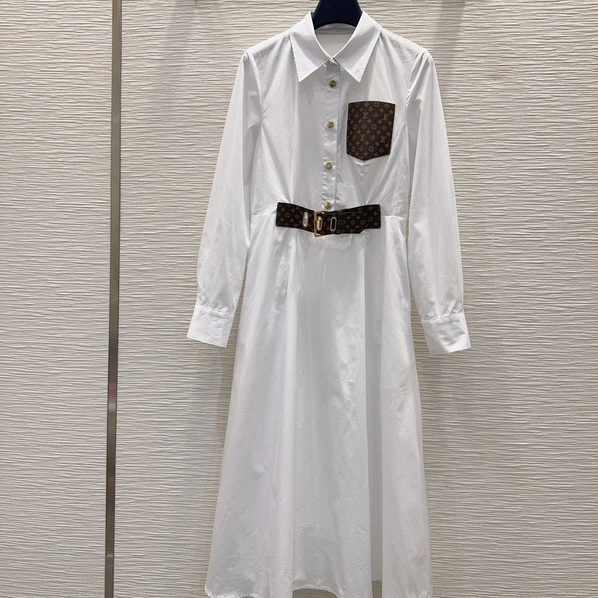 Spring new arrival lapel collar belted shirt dress 1426020208