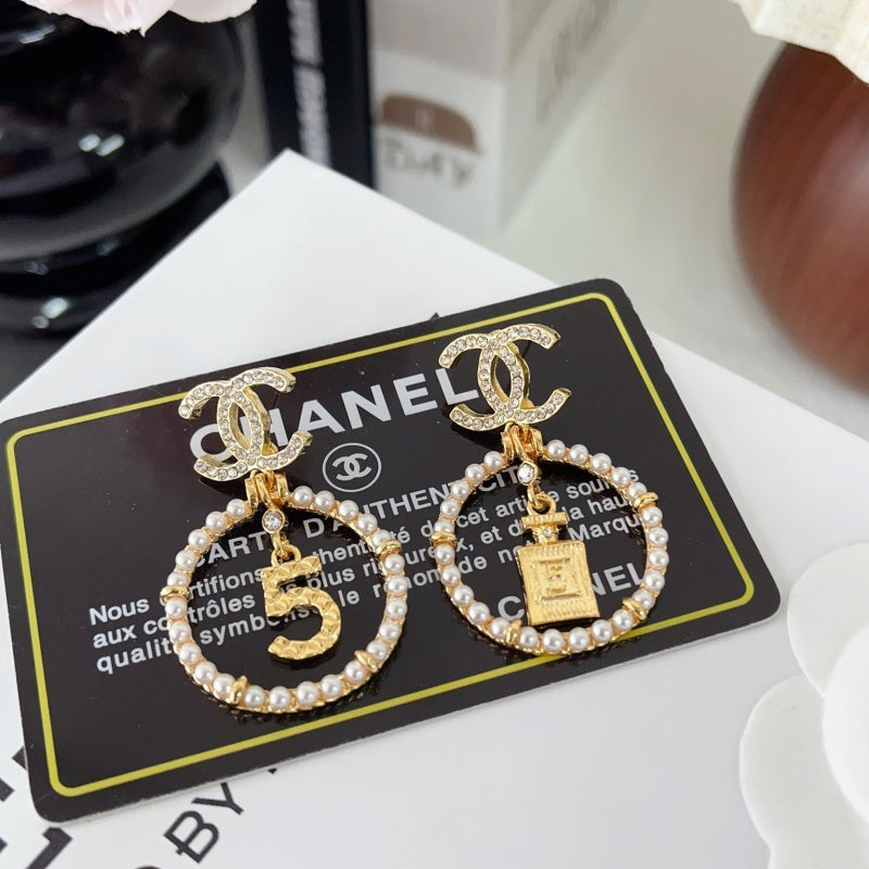 Women's Luxury Pearl Circle Dangle Earrings XZ1326092813