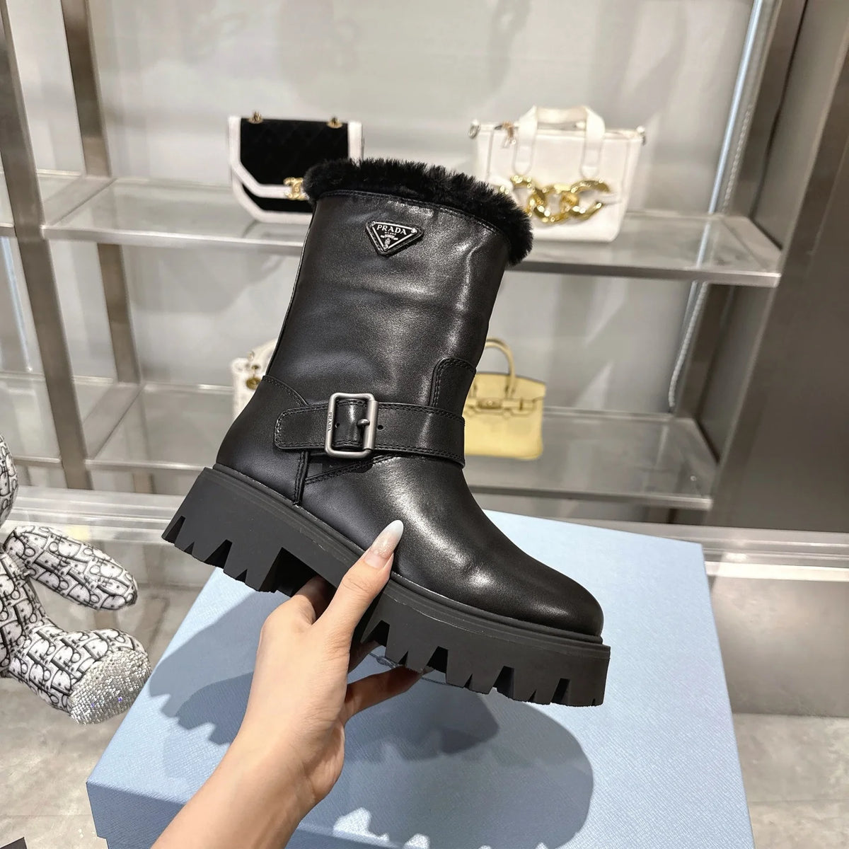 New Thick-Sole Insulated Wool Ski Boots 1025103120