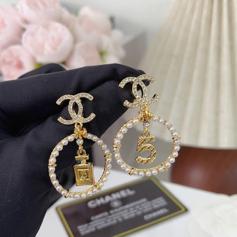 Women's Luxury Pearl Circle Dangle Earrings XZ1326092813