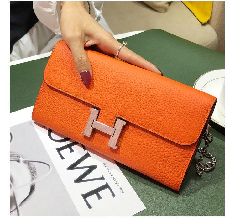 H button Kangkang Wallet Leather Long Wallet 1024032024