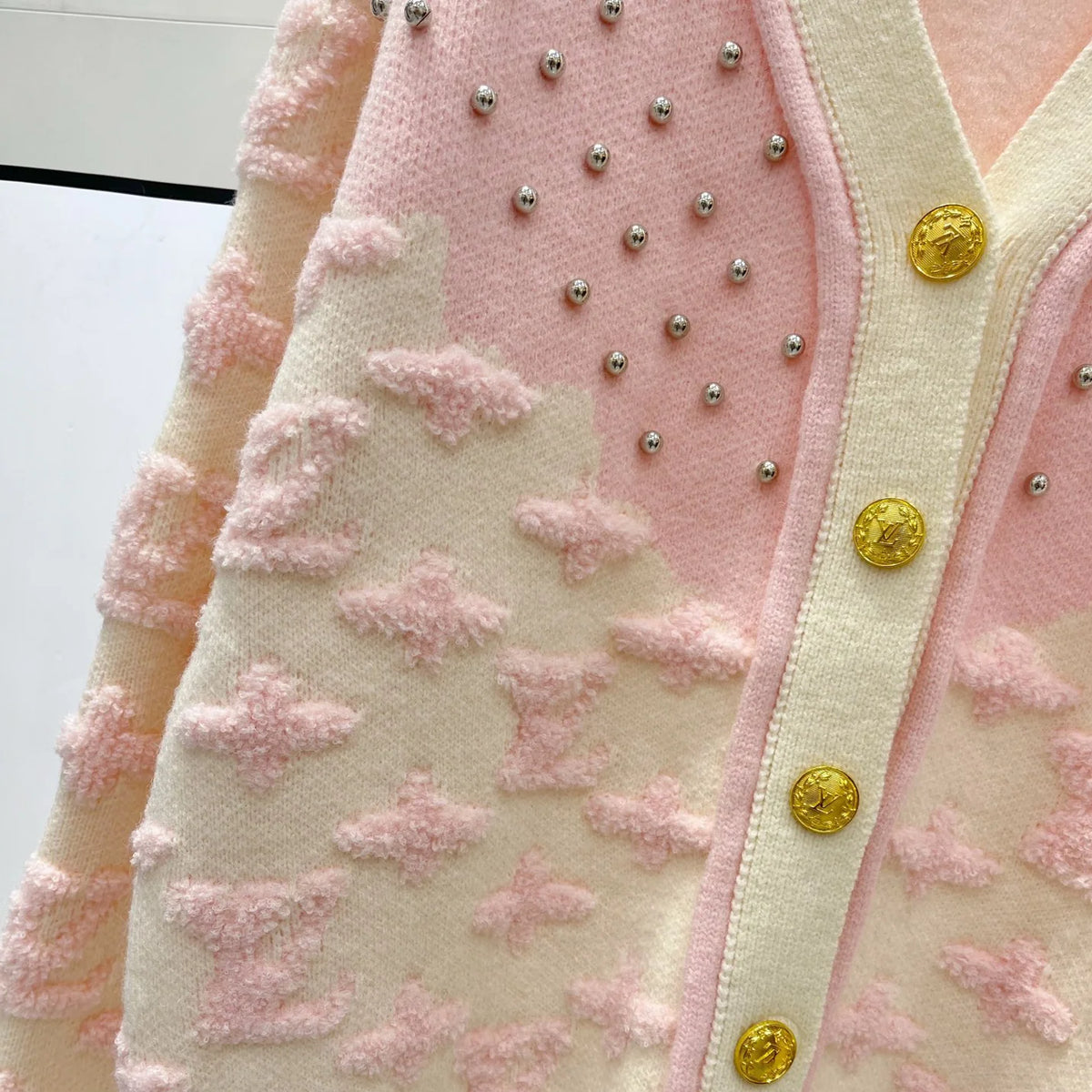 Letter Beaded Long-Sleeve Cardigan 1425121517
