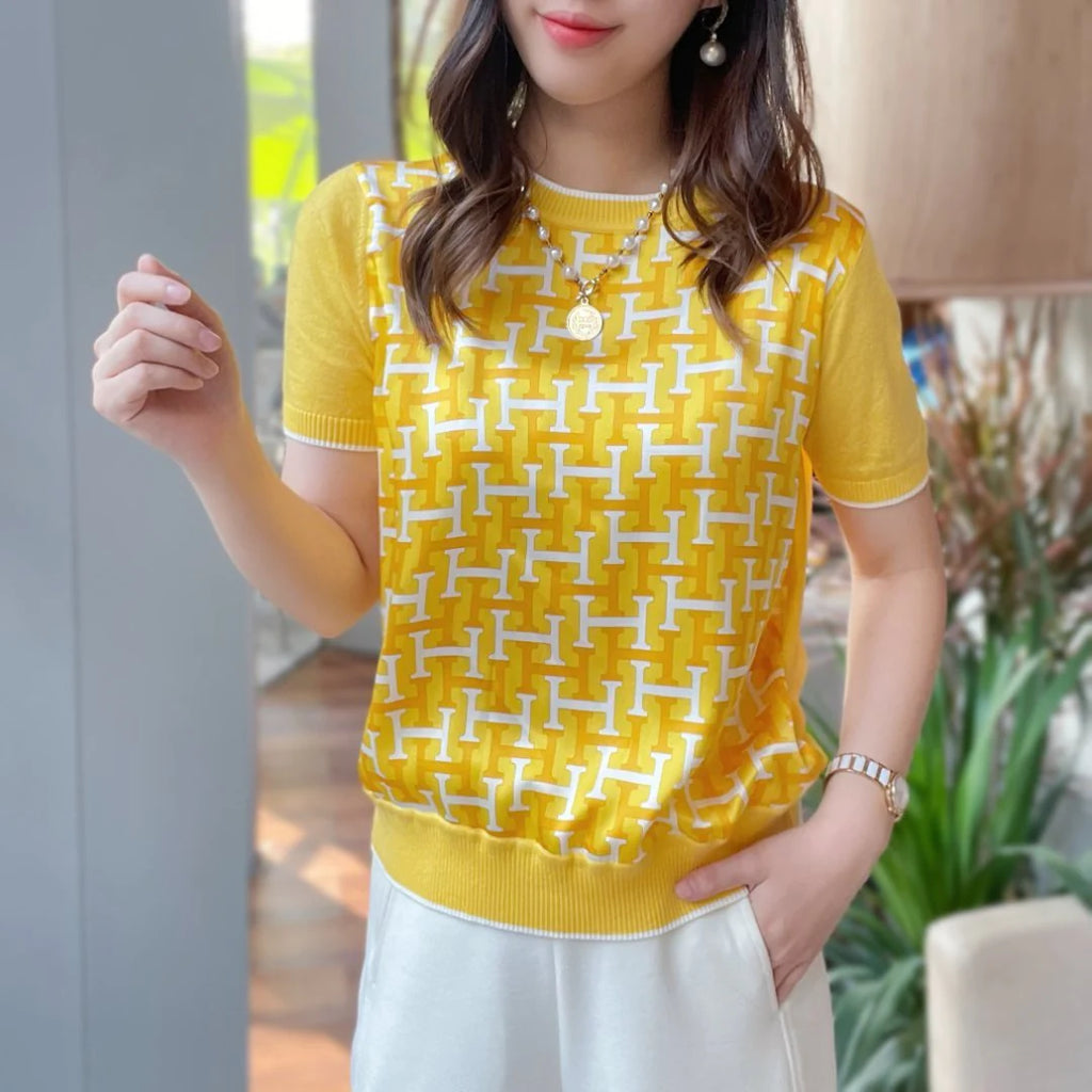 New High-end Women's Sweater Short Sleeve Top 1024040131