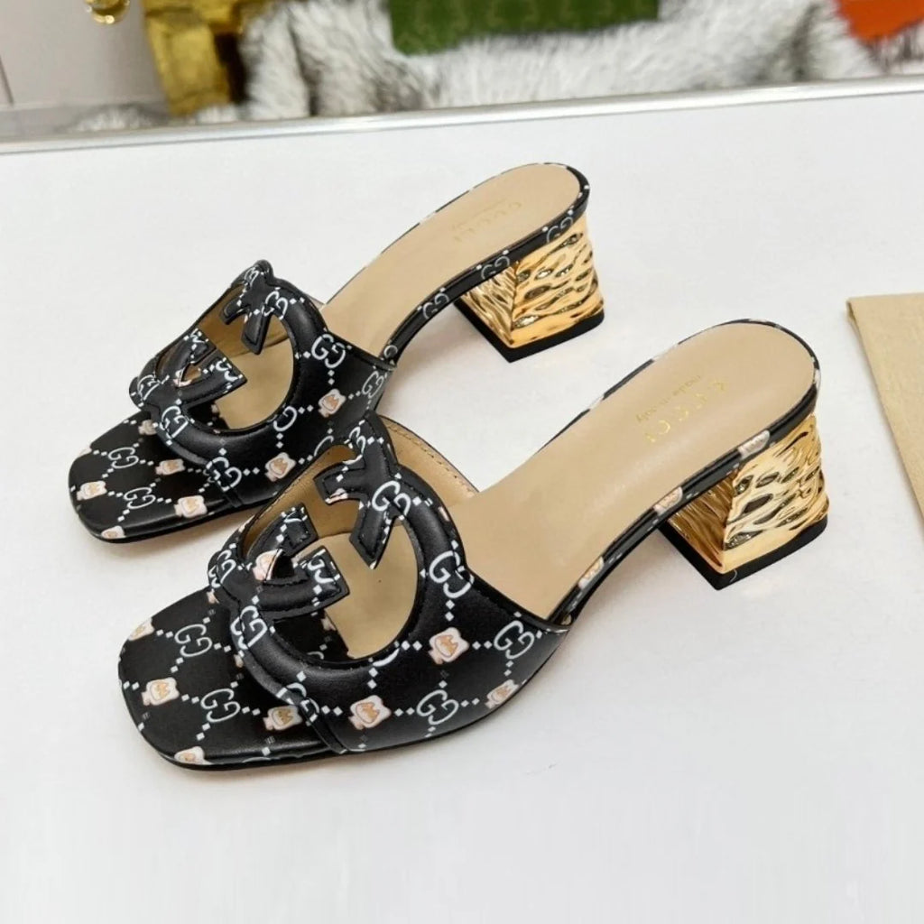 New Classic Leather Embossed Square Toe Plus Size Flat Sandals 1024062713