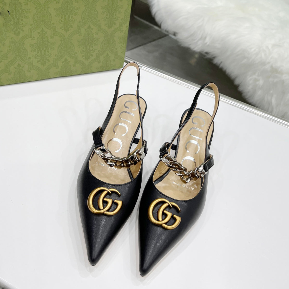 leather classic logo pumps XC0723042416