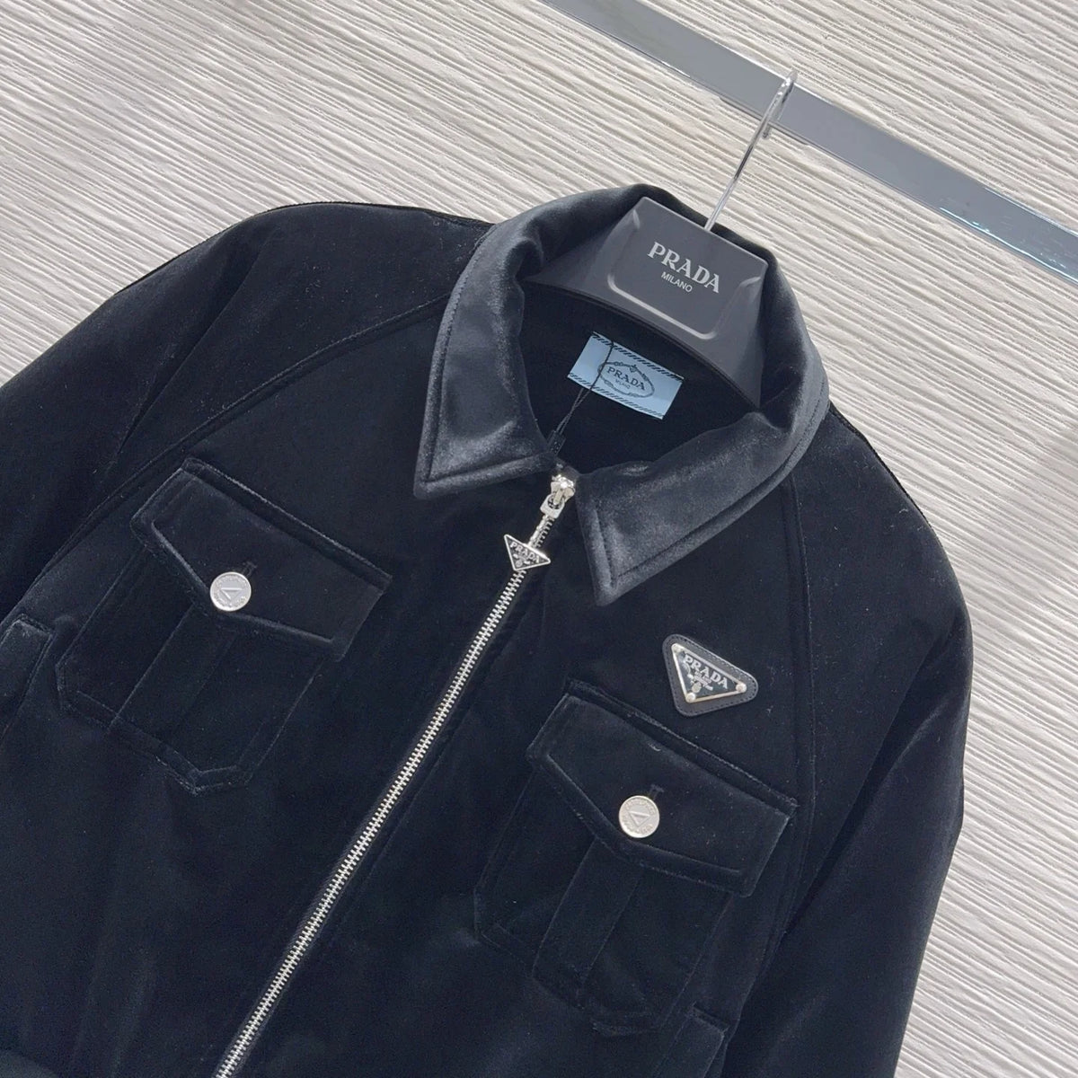 New Fashion Women PR Velvet Collared Cropped Jacket 1326091425