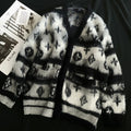 Gradient black jacquard sweater cardigan XC0823101303