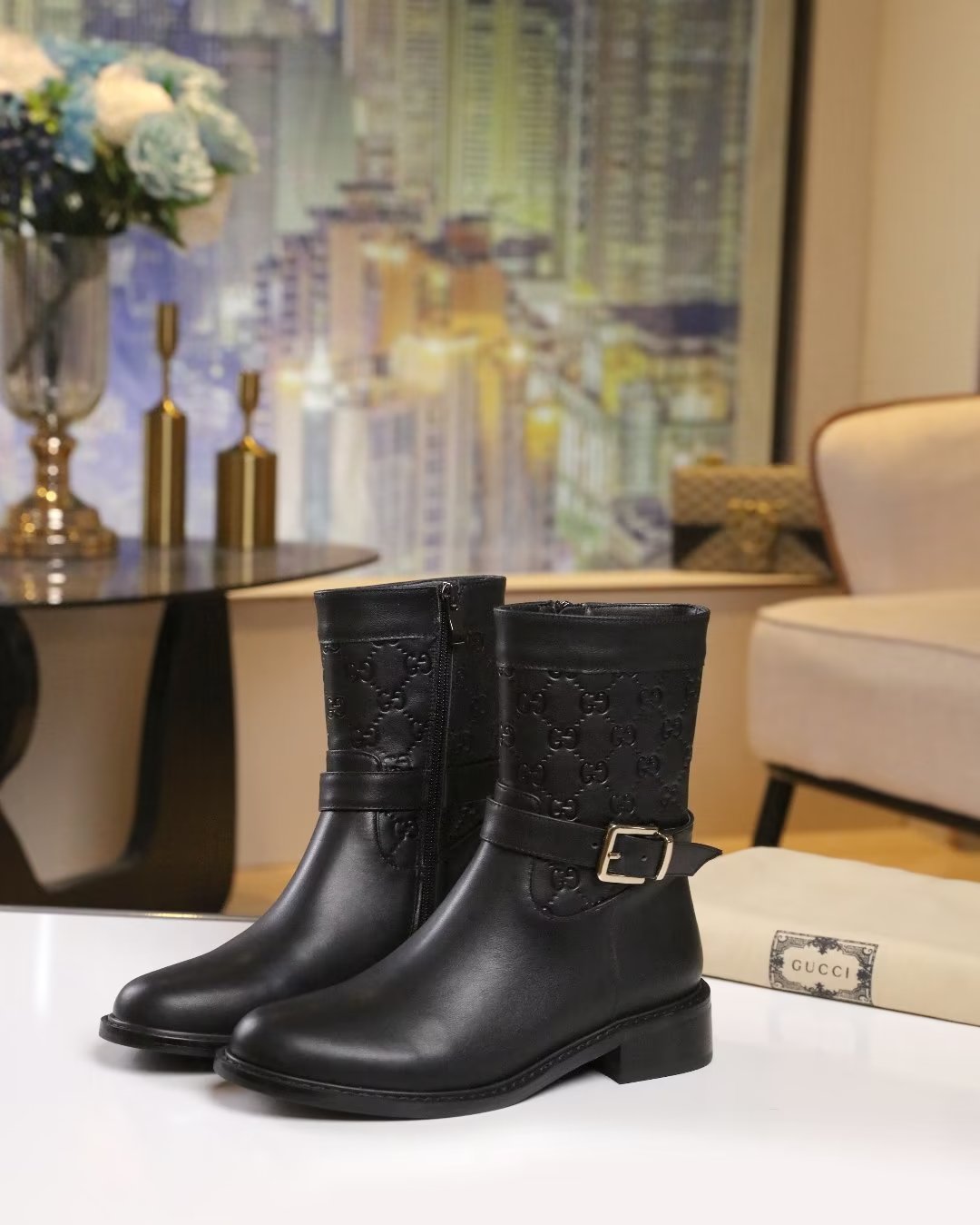 Trendy new double G metal buckle boots XC0823101001