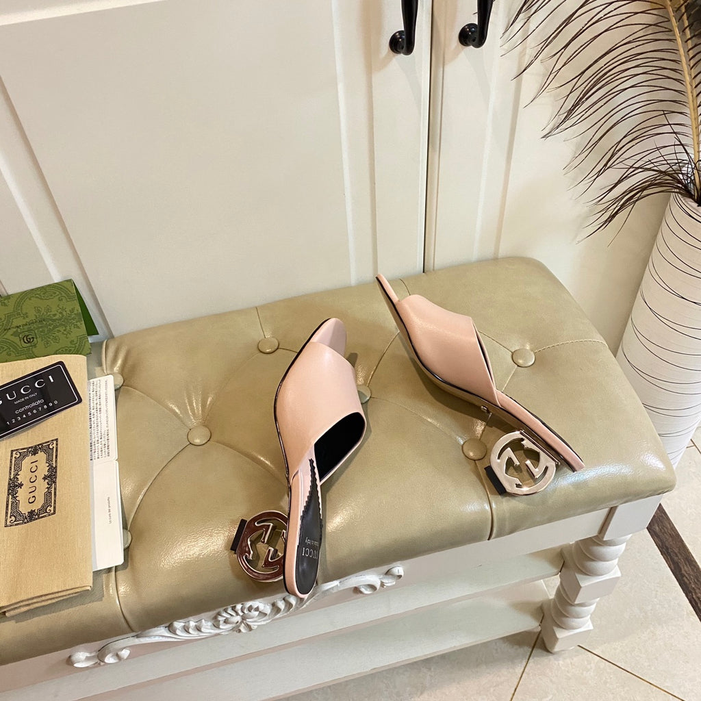 Gucc1 top fashion heel slippers 0724030803