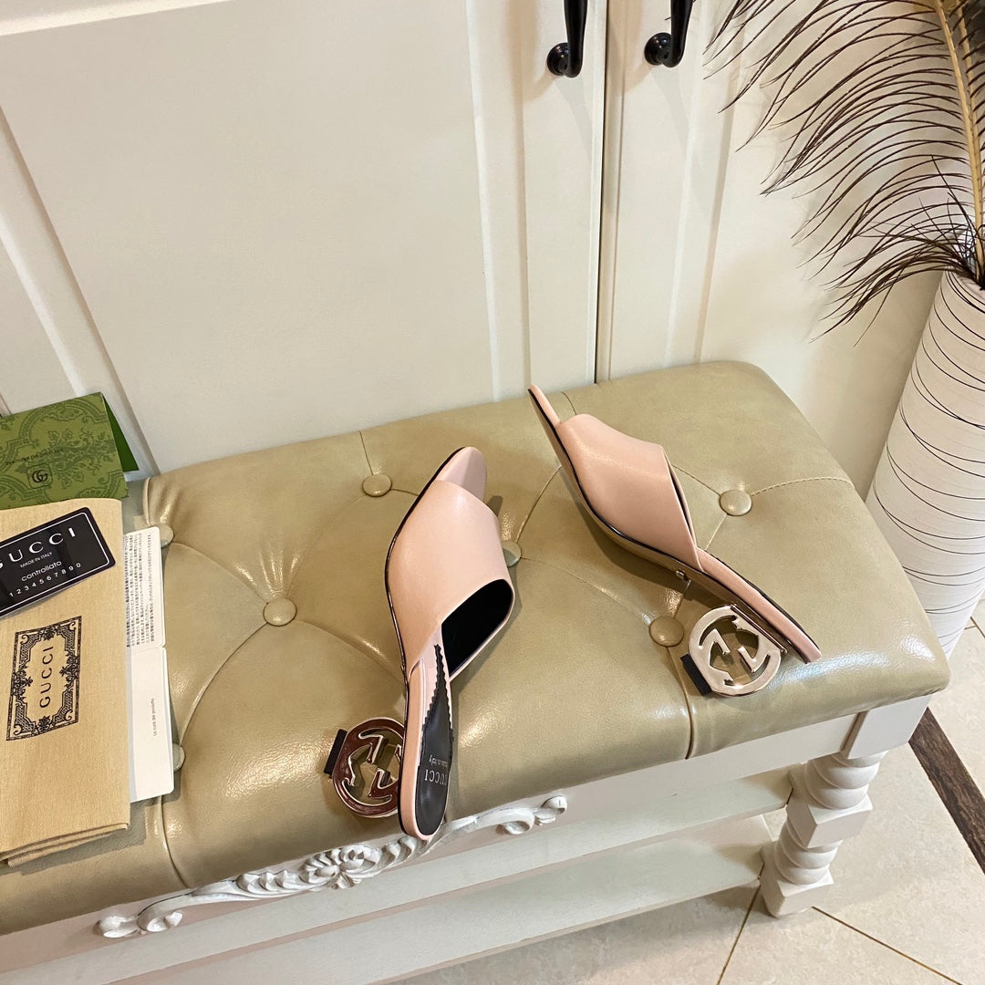 Gucc1 top fashion heel slippers 0724030803
