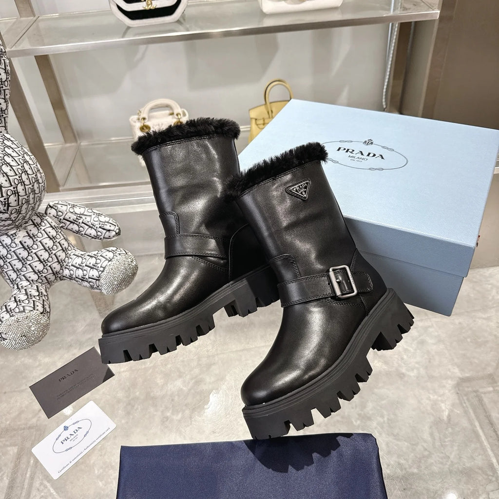 New Thick-Sole Insulated Wool Ski Boots 1025103120