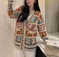 Mid-century style knitted cardigan XC0823092722