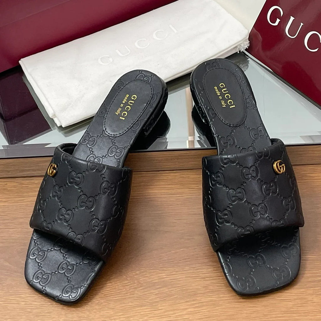 Calfskin Mini Embossed Buckle Sandals Slippers 1025032807