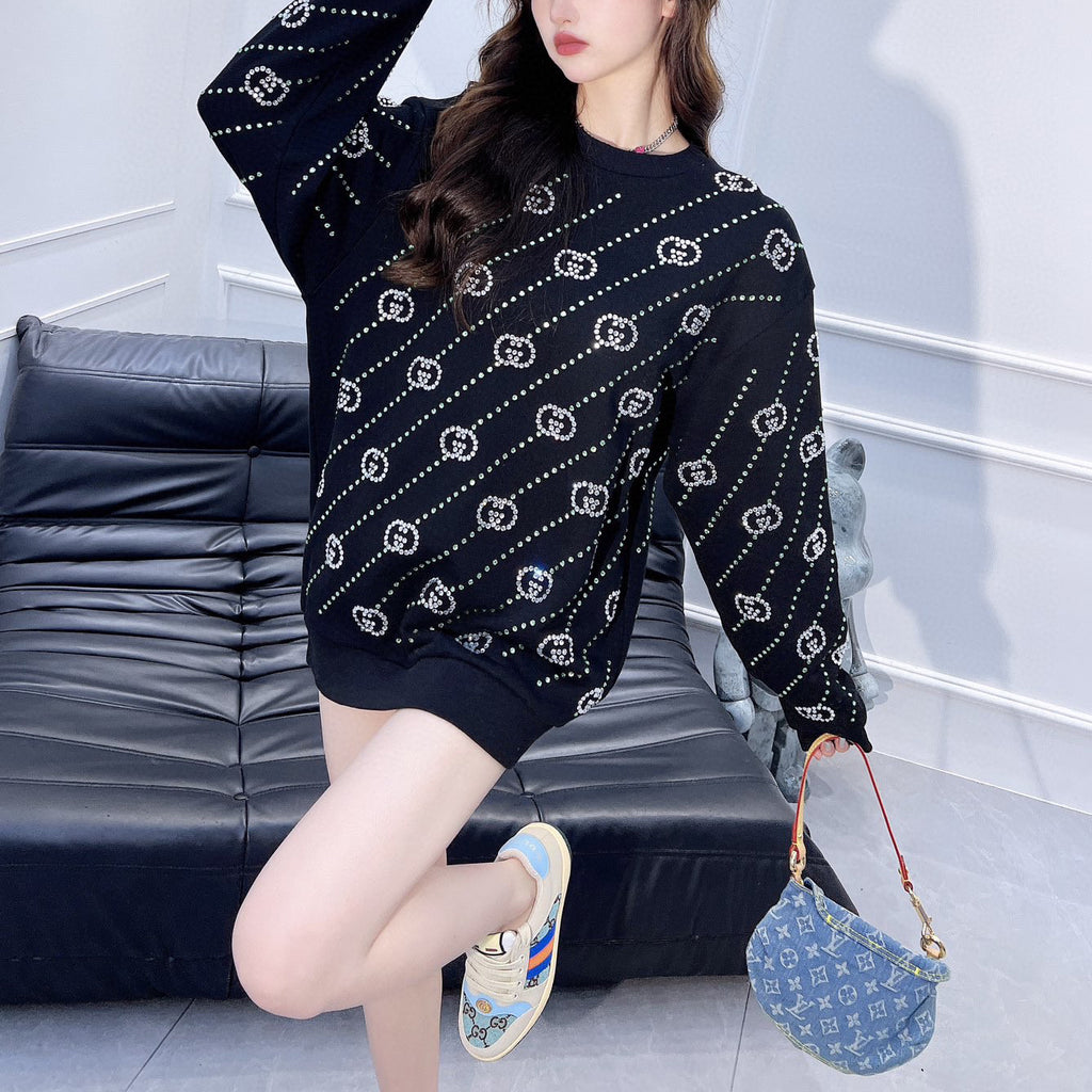 G fashion black printed long-sleeved sweatshirt XC0723101908