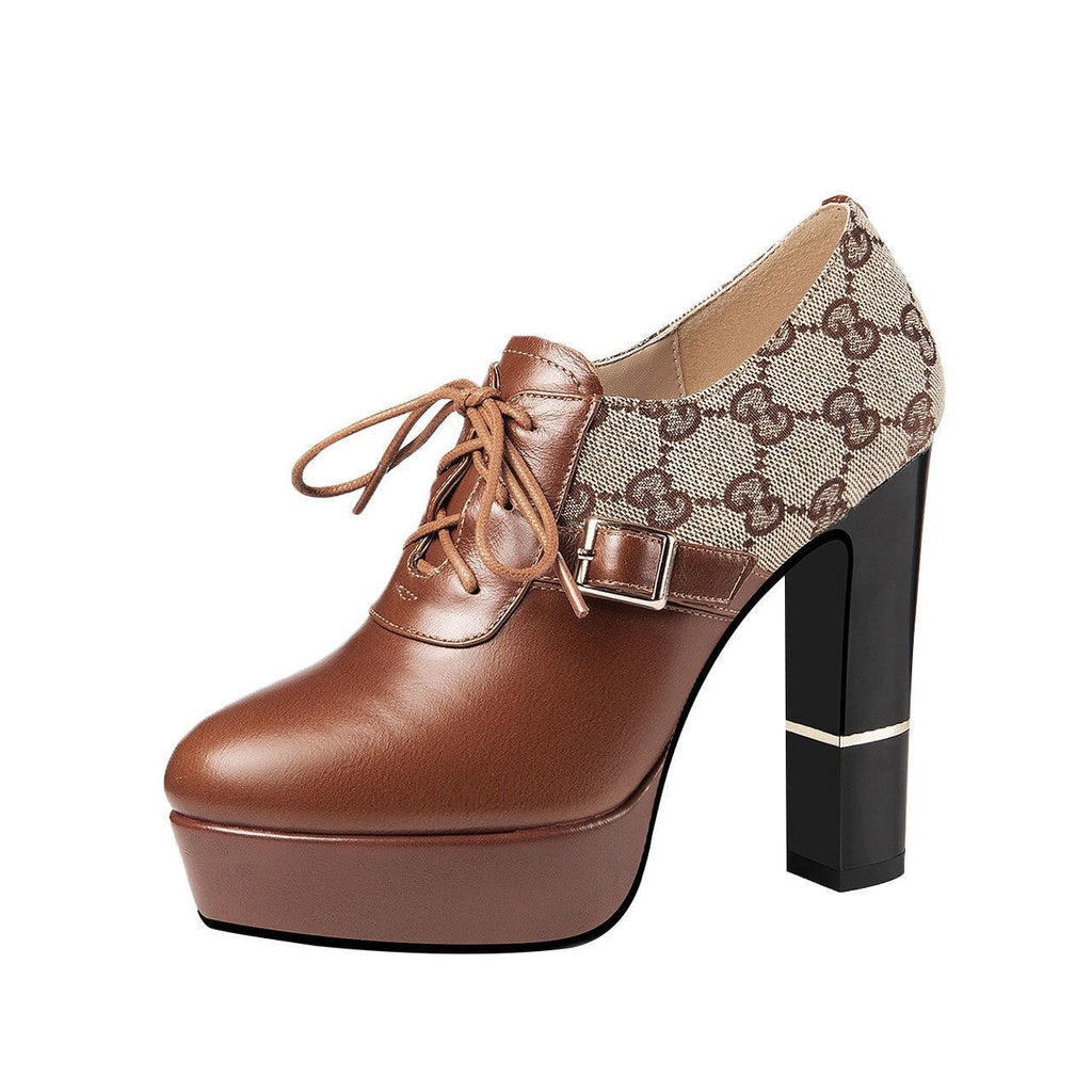 New Fashion Genuine Leather High Heels for Autumn and Winter 1023120702