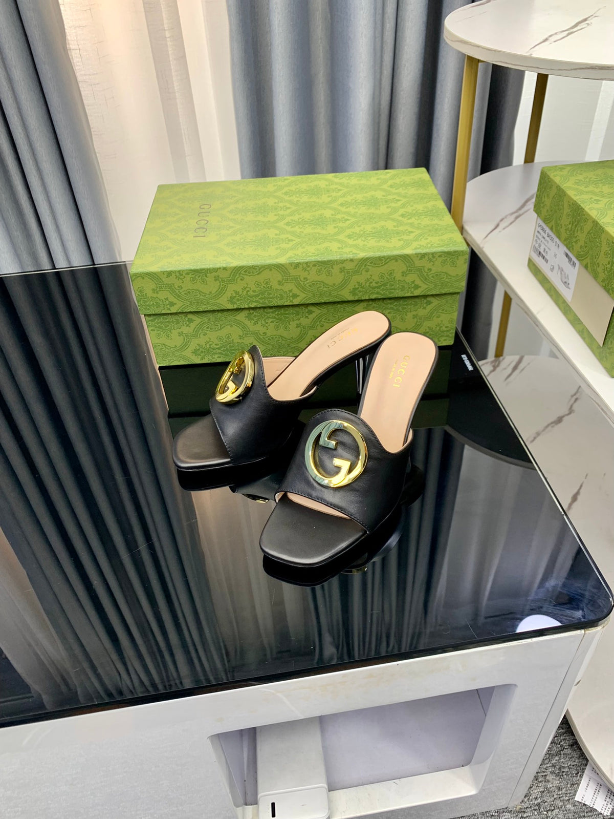 Gucc1 top fashion stiletto slippers 0724030804