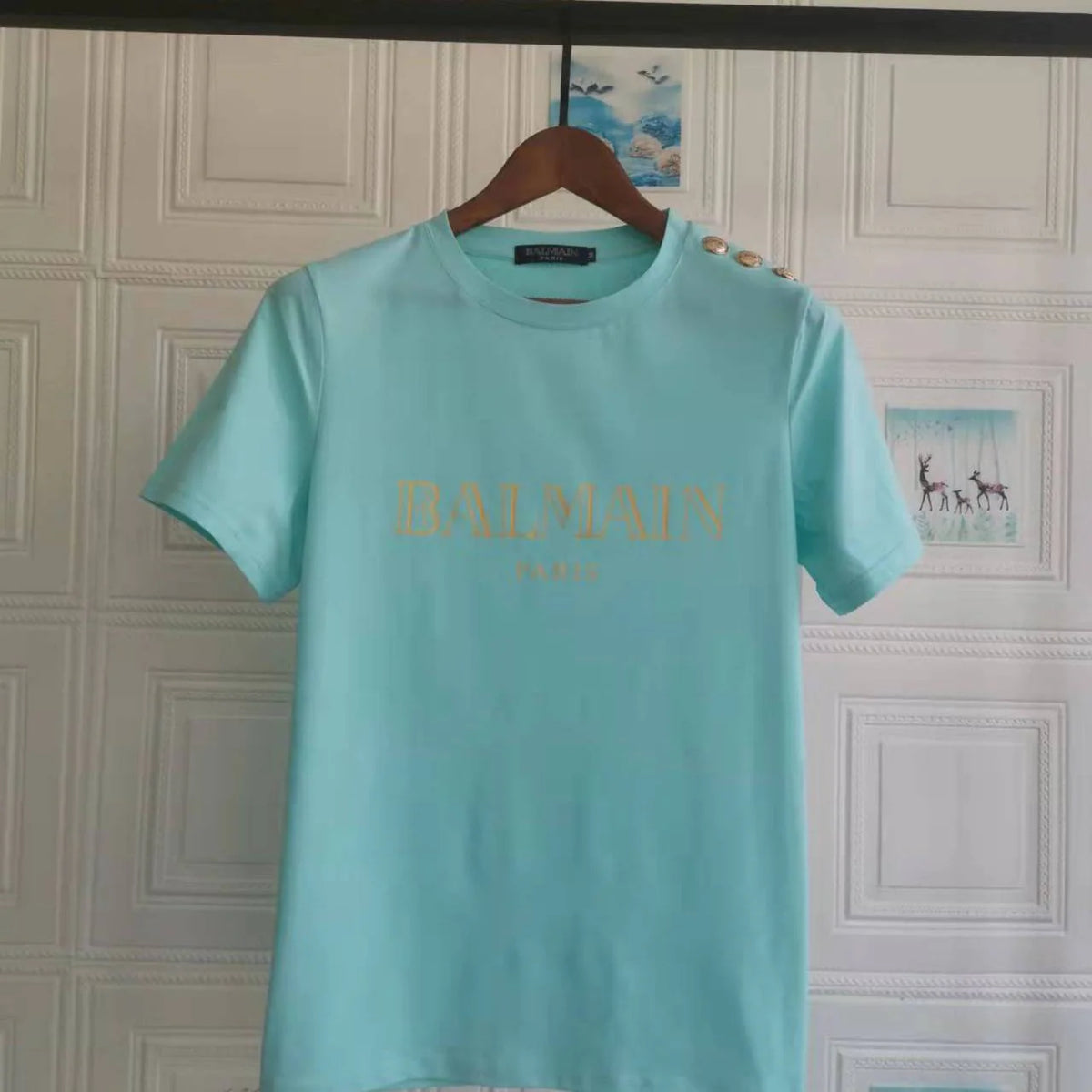 New Short Sleeve Bronzing Letter Cotton Loose T-Shirt 1024071806
