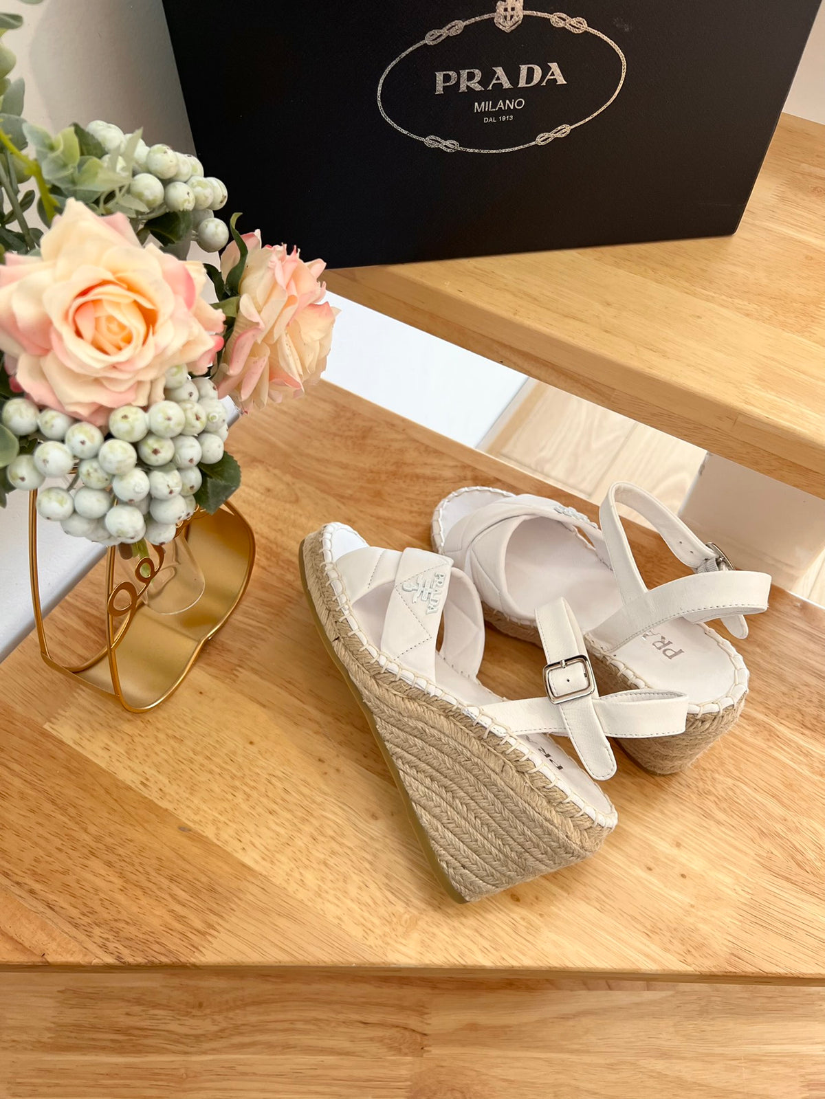 P Braided round toe wedge heel lace-up sandals bucket shoes 0724070904