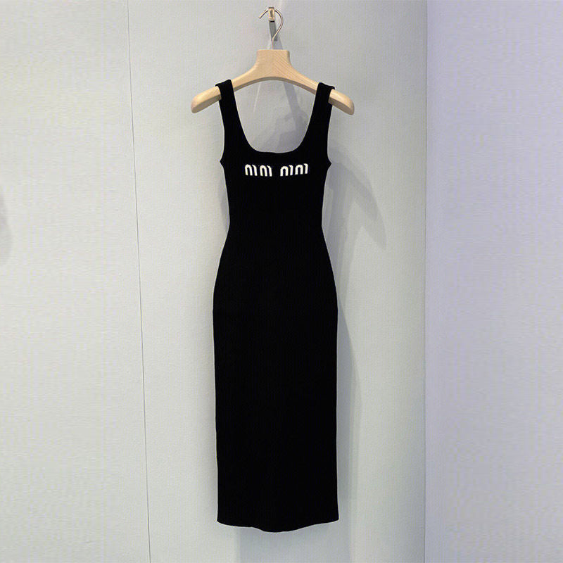 French black suspender vest dress PD10041027