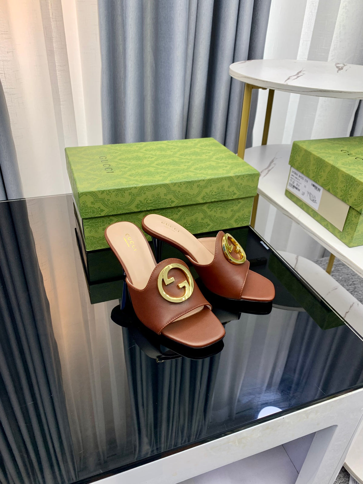Gucc1 top fashion stiletto slippers 0724030804