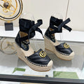 New  Black Leather G Logo women's shoesXC052024011104