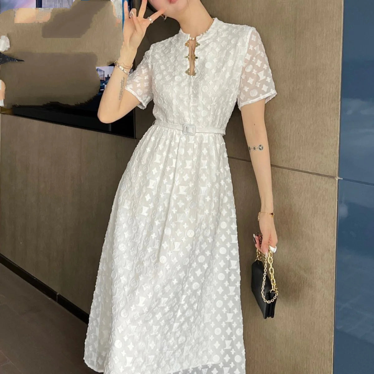 New French Style Platycodon Lace Dress 1024050907