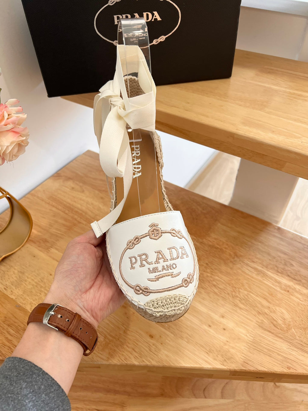 P Braided round toe wedge heel lace-up sandals bucket shoes 0724070903