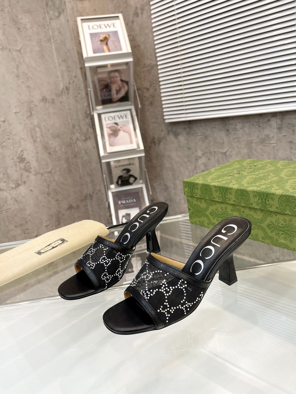 Gucc1 top fashion stiletto slippers 0724030802