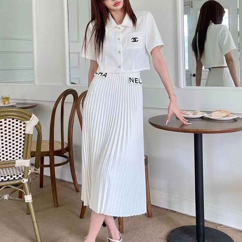 Fashion pleated long skirt set PD10061214