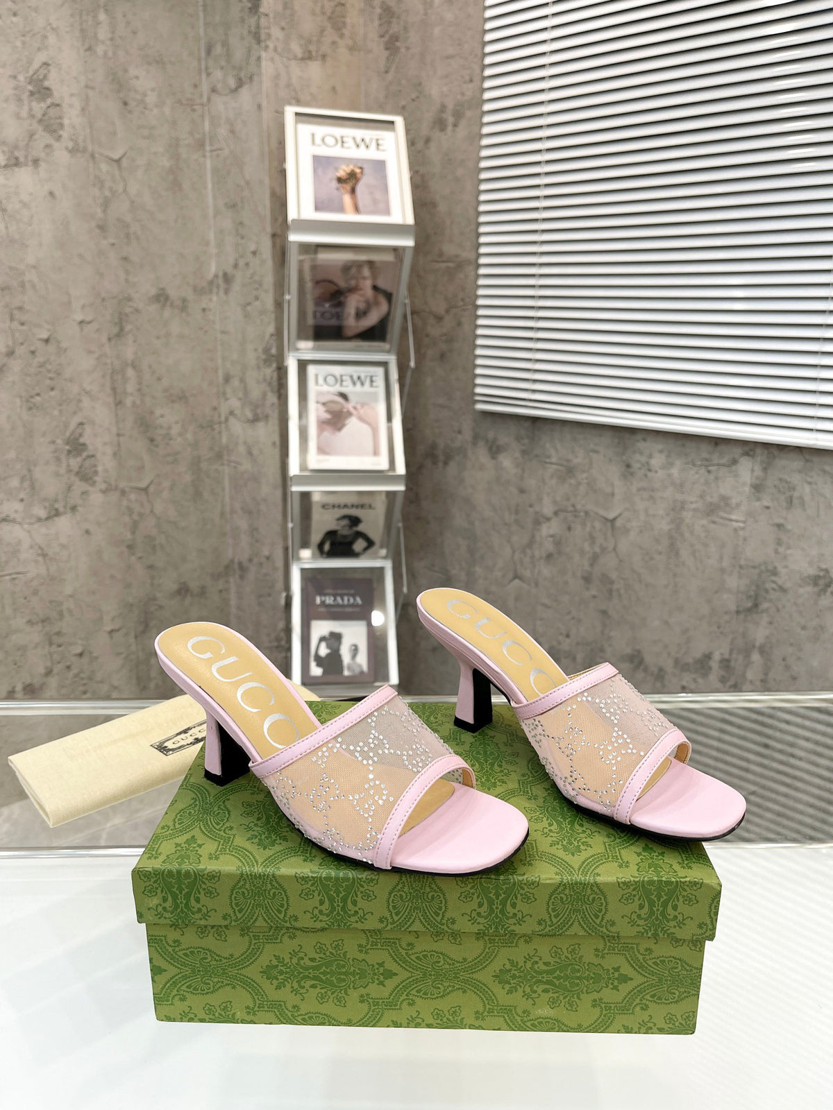 Gucc1 top fashion stiletto slippers 0724030802