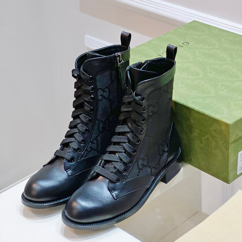 G fashion printed lace-up leather boots XC0723110309