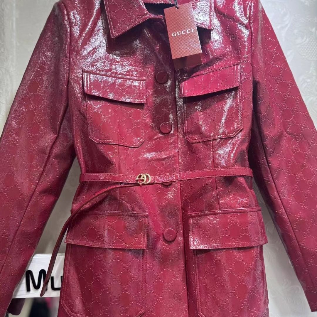 New Women's Leather Jacket with Belt - Stylish and Versatile 1025102401