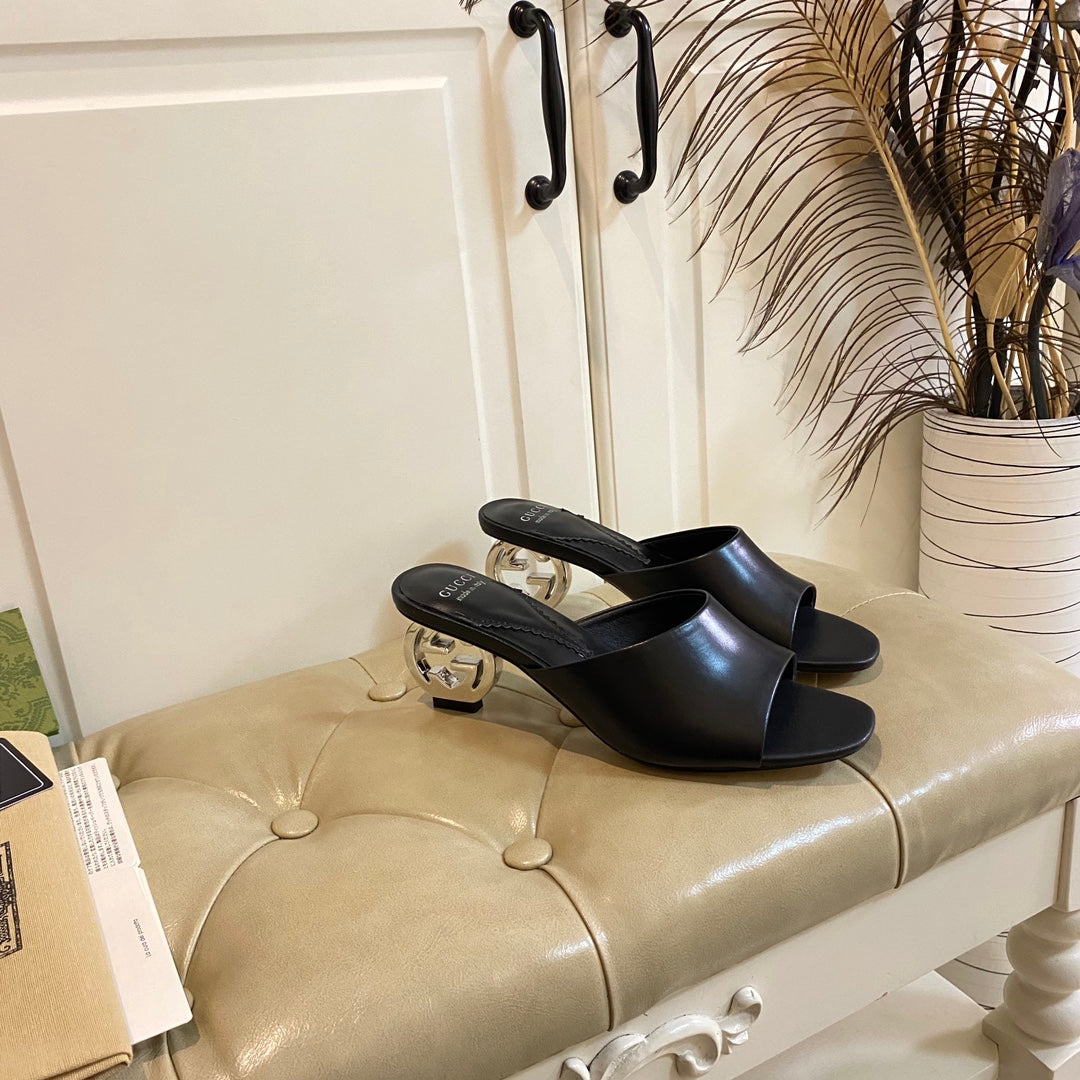 Gucc1 top fashion heel slippers 0724030803