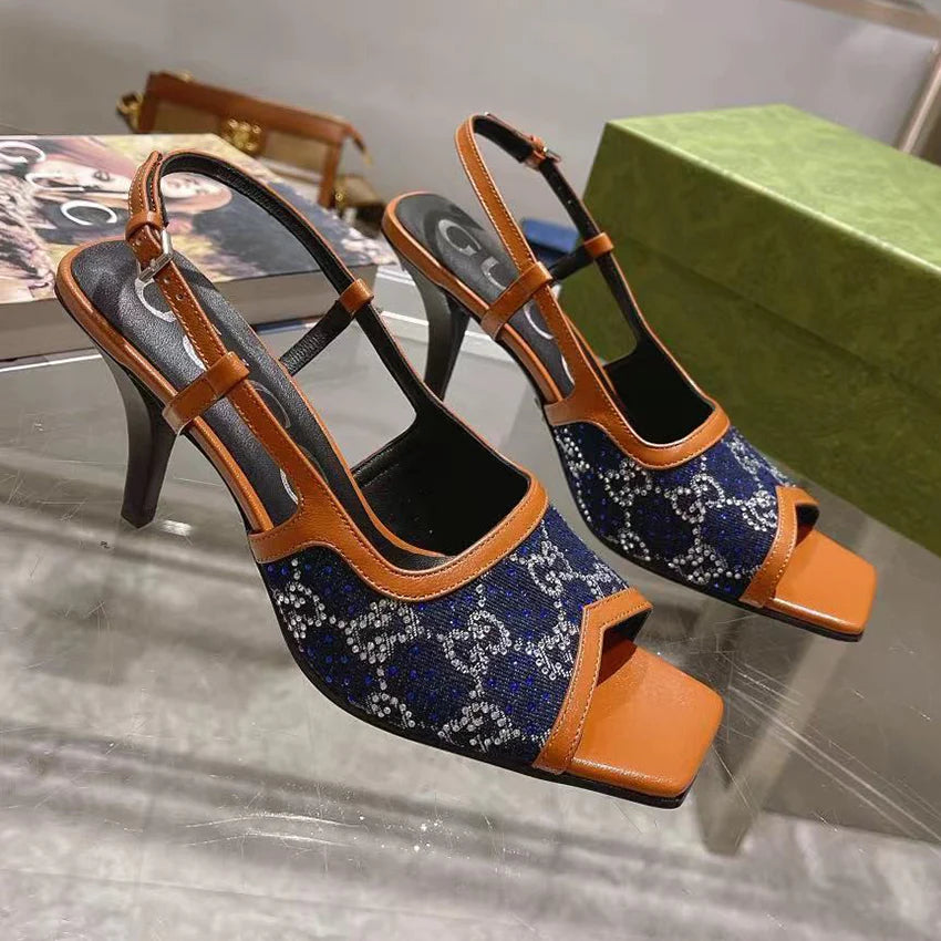 Luxury vintage rhinestone high heeled sandals 1024060520