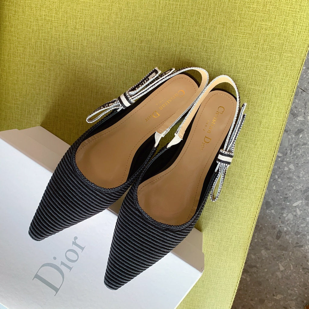 Dio Pointed bow letter ribbon slingback slingback shoes 0724070501